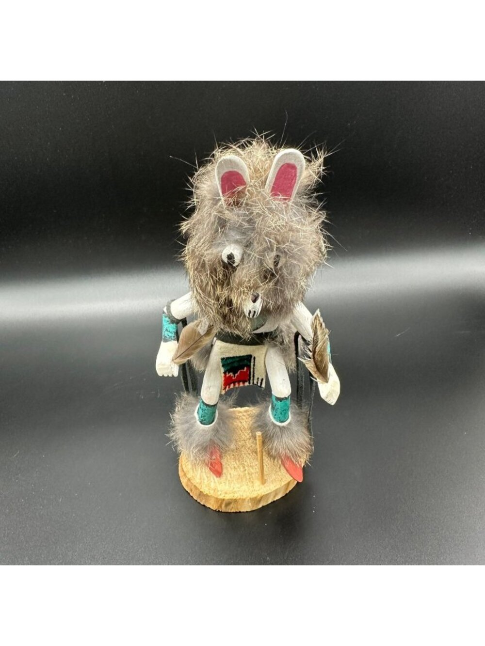 Kachina Doll Native American Dancer Figurine Mouse 2 Piece Signed Long Handmade